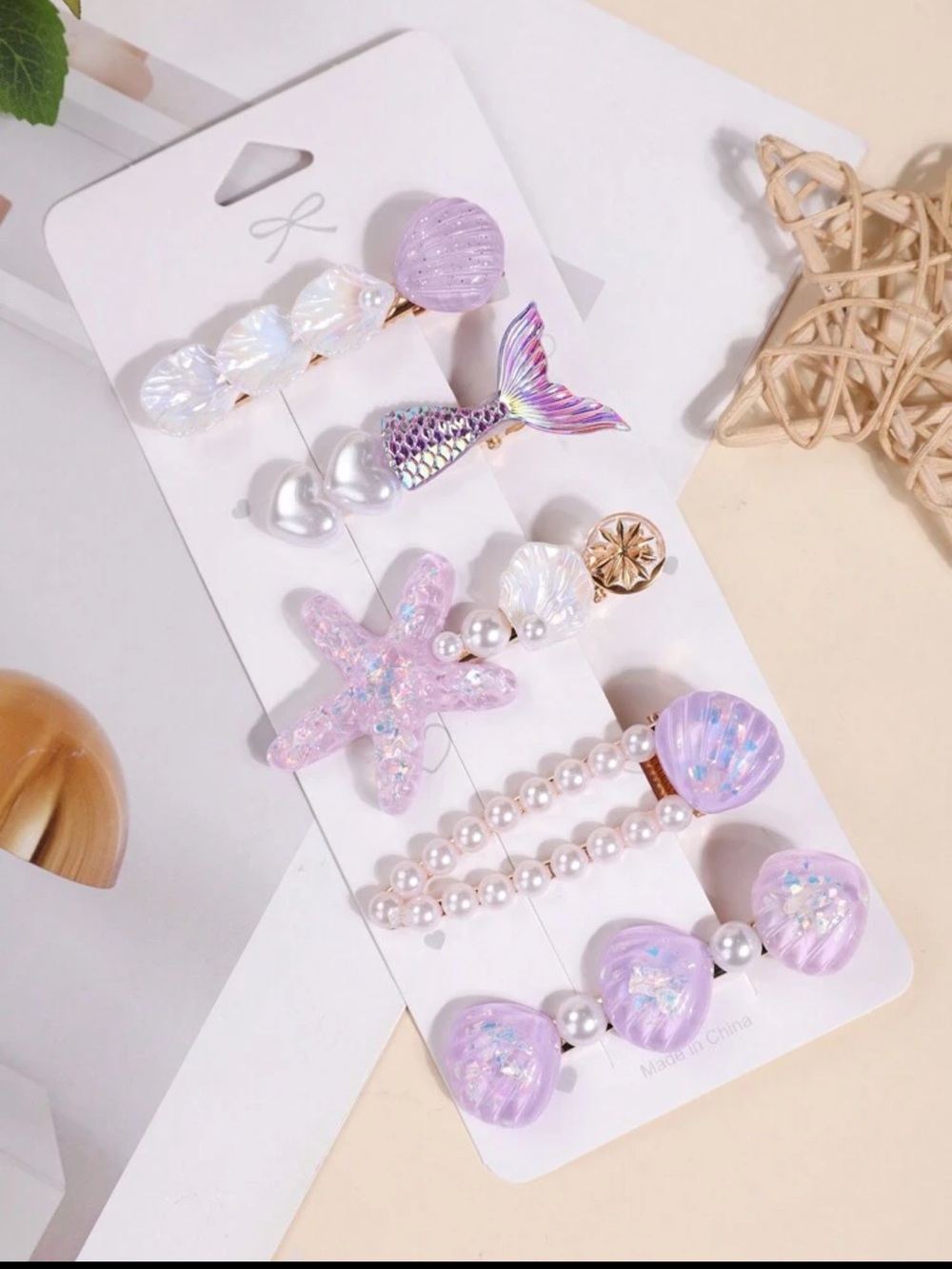 Womens Mermaid Hair Clip Set - Pink/Purple